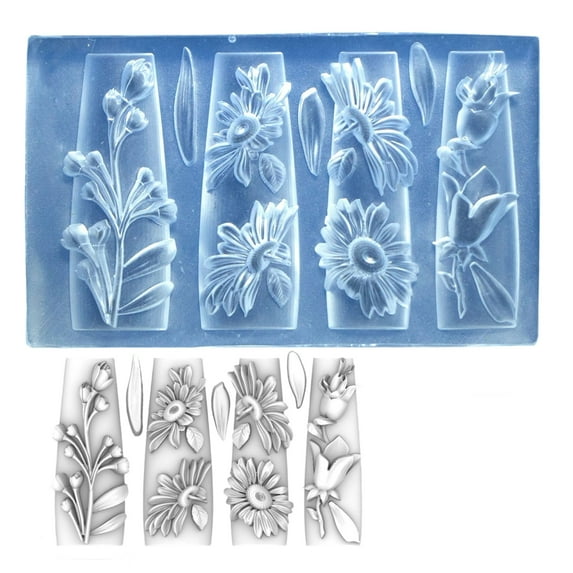 Practical Crafting 3D Carving Flower Nails Art Accessory Mold Silicone ...