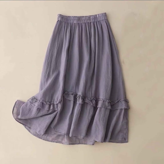 Practical Daily Moisture-Wicking Vacation Loose Trendy Elegant Skirt for Women Women's Summer Casual Printed And Linen-Line Elastic Waist Skirt Women's Casual Fashion Summer Wear