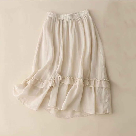 Practical Daily Moisture-Wicking Vacation Loose Trendy Elegant Skirt for Women Women's Summer Casual Printed And Linen-Line Elastic Waist Skirt Women's Casual Fashion Summer Wear