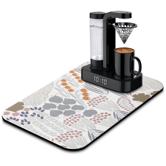 Practical Dish & Coffee Drying Mat - Absorbent Pad with Non-slip Rubber Back, Hide Stains Perfectly, Excellent for Kitchen Counters, Dish Racks, Coffee Mat and Diatom Mud Coffee Makers, Size 19.5x12in