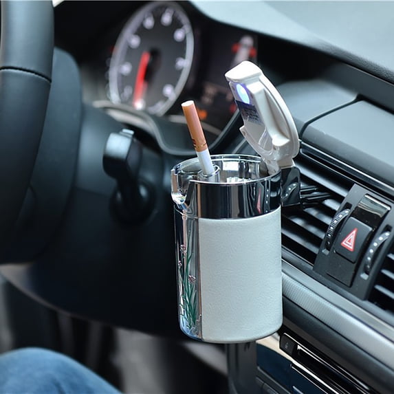 Practical Easy Auto Car Ashtray Portable with LED Light Ashtray Smokeless Smoking Stand Cylinder Cup Holder