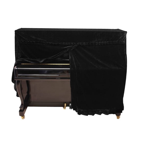 Practical Full Piano Cover Pleuche Decorated With Macrame For Universal Upright Vertical Piano Foldable Scratchresistant