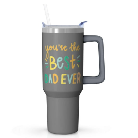 Practical Gift for Dad, Best Dad Ever 40oz Tumbler, Stainless Steel Insulated Coffee Cup with Lid & Straw, For Father's Day, Birthday, Christmas from Appreciative Daughter or Son