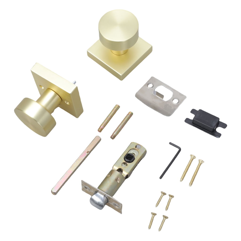 Practical Gold Door Knobs Interior Portable Sturdy Passage Hall Closet Satins Brass Finish for Modern Homes Use