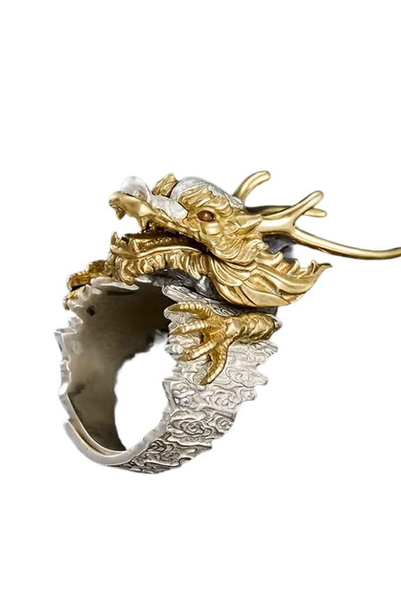 Practical Golden Dragon Rings Adjustable Open Fashion Accessory Statement Jewelry for Daily Wear and Parties