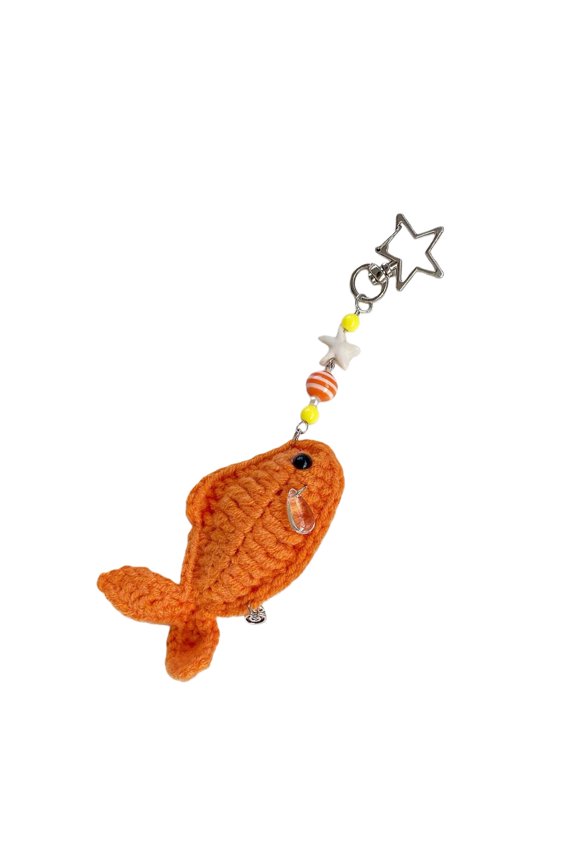 Practical Hand Crocheted Fish Keychain Phone Strap Handmade Knitting Key Organiser For Adults Safe Daily Use