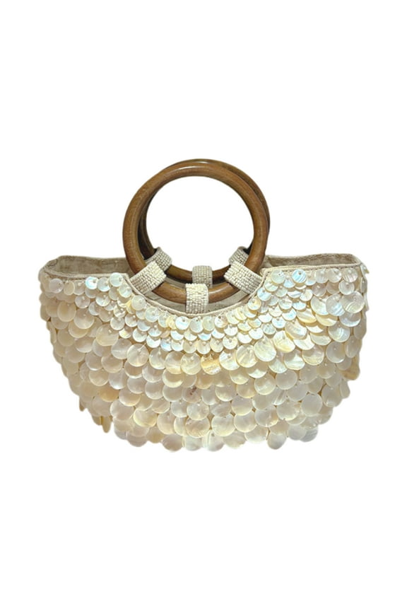Practical Inspired Handmade Beach Bag With Shell Detail Functional Evening Handbag For Daily Use Or Special Occasion