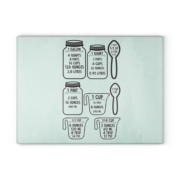 Practical Kitchen Decor: Glass Cutting Board with Conversion Chart