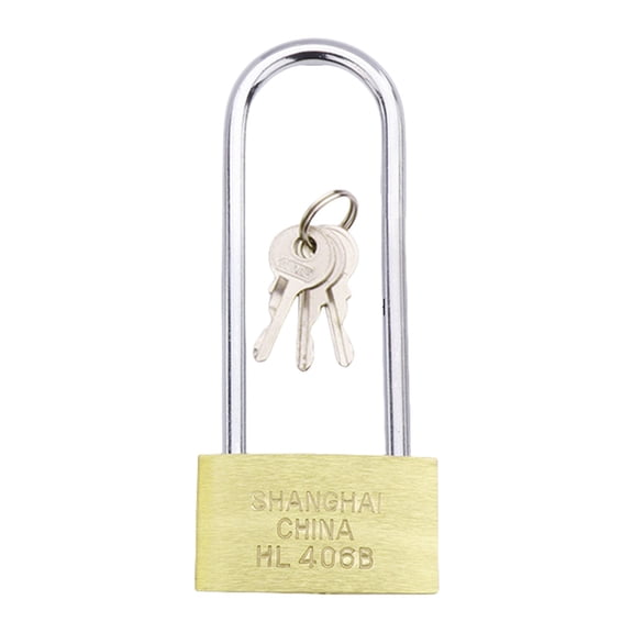 Practical Long Shackles Padlocks 4 Key Included Portable Weatherproof Brass Lock for Garage Cabinets Sheds Use