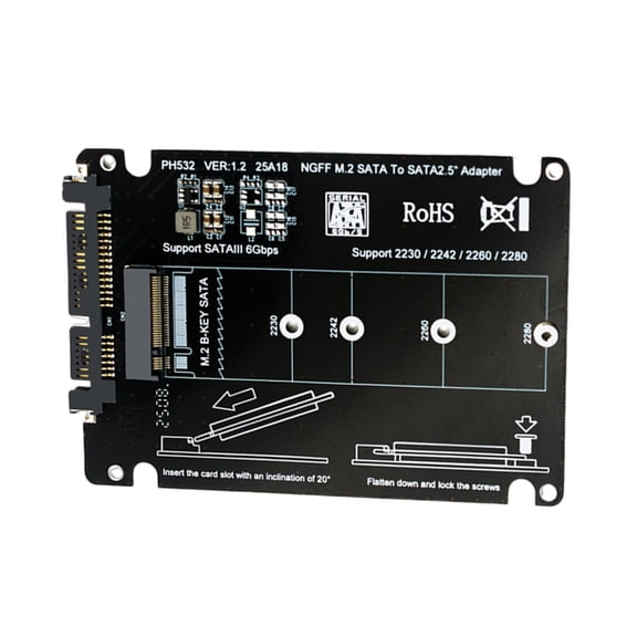 Practical M.2 B Key To Adapter 6Gbps 2.5inch Board Support 2230 2242 2260 2280 M.2 Hard Disk Installation