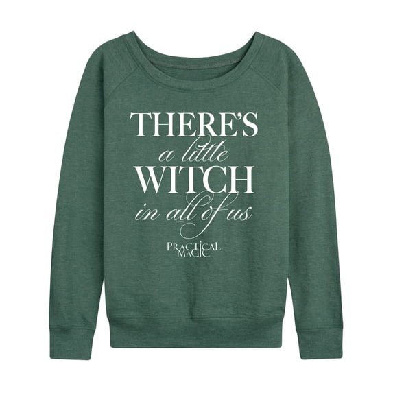 Practical Magic - Little Witch In Us Lightweight French Terry Wide Neck Long Sleeve Graphic Shirt