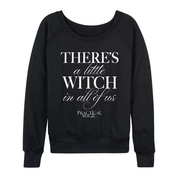 Practical Magic - Little Witch In Us Lightweight French Terry Wide Neck Long Sleeve Graphic Shirt