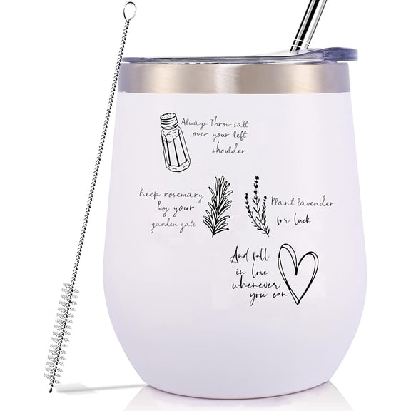 Practical Magic Quote-Salt Rosemary Lavender Love-and Fall in Love Whenever You Can-Inspirational Gifts for Women Sister Daughter Best Friends Coworke-12oz Tumbler Mug Cup-Birthday Christmas Gift