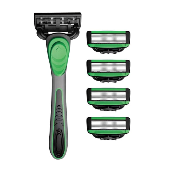 Practical Men's Manual Shaver with Rubber Handle 7 Layer Blading Men's Grooming Tool 5 Additional Blading Included