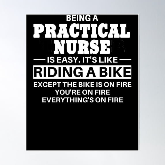 Practical Nurse Riding A Bike Poster Wall Art, Modern Wall Decor, 8x12 UNFRAMED