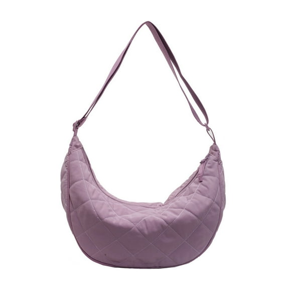 Practical Nylon Crossbody Bag With Adjustable Strap Quilted Shoulder Purse Casual Satchel For Daily Commute