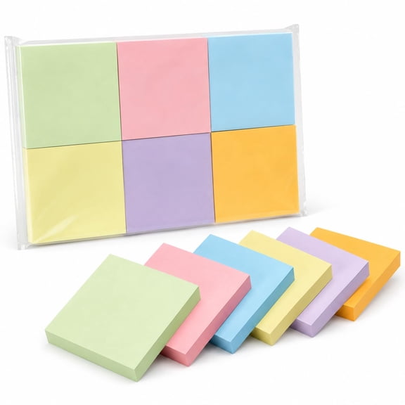Practical Pop Up Memo Notes, 2026 New 6 Assorted Colors, 3x3 Inch Size, 6 Pads 100 Sheets/Pad, Strong Stickiness for Office & Study Use
