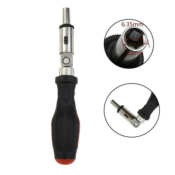 Practical Ratchet Screwdriver Left Right Rotating Tpr Handle Wear-Resistant 1/4 Inch Drive Tackle Tool