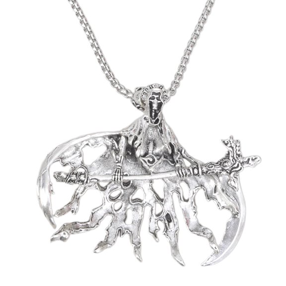 Practical Retro Gothics Styles Skull Pendant Necklace Sturdy Silver Pendant for Daily Wear and Festive Decoration
