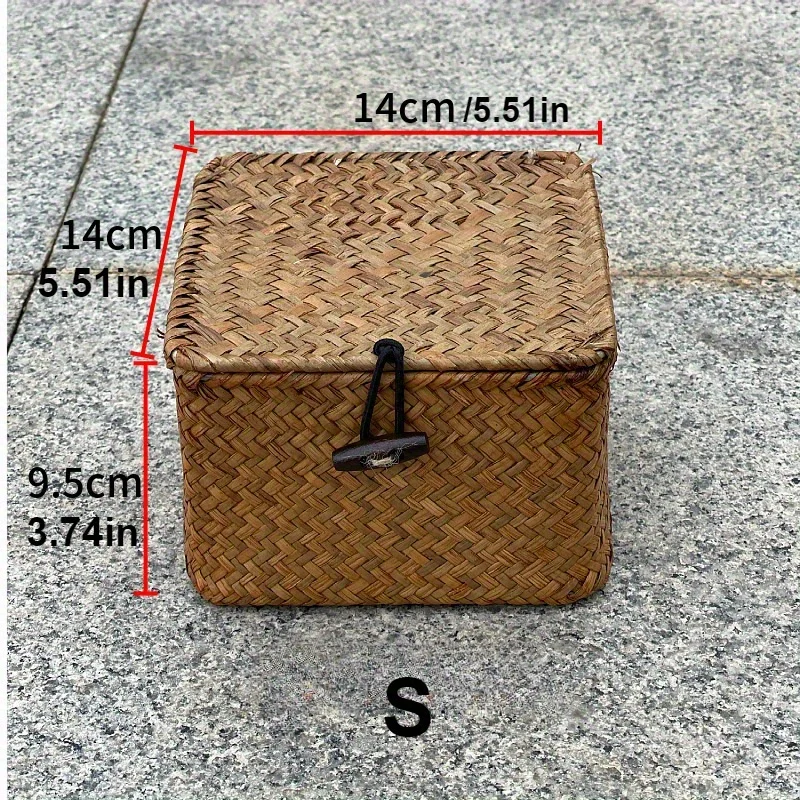 Practical Seaweed Woven Storage Box with Cover Gift Box Packaging with ...
