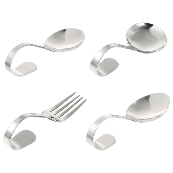 Beaupretty 4Pcs Stainless Steel Dessert Spoons with Bent Handle for Tableware