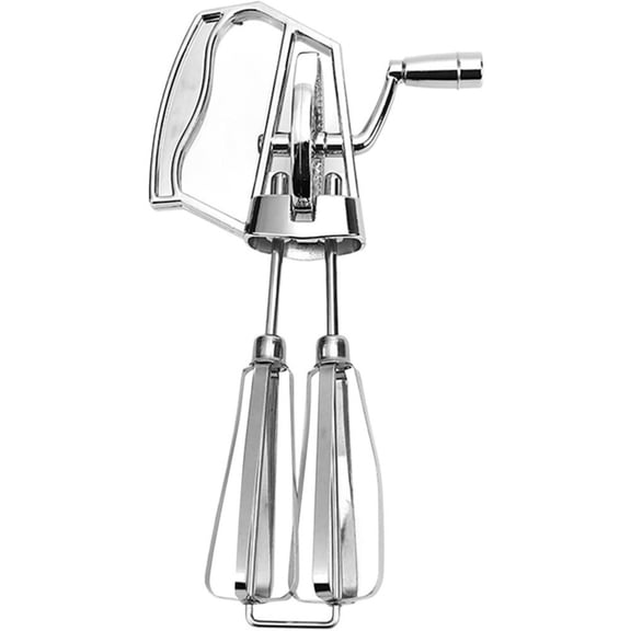 Practical Stainless Steel Hand Crank Eggs Beater with Double Mixing Heads Suitable for Kitchen Cooking and Mixing Use