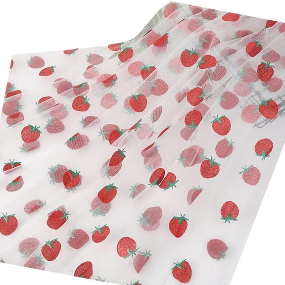 Practical Strawberry Designs Mesh Fabric Ideal for Costumes and Party Backdrops