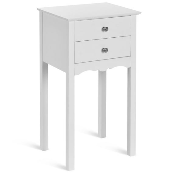 Practical Sturdy Vintage Side End Table with 2 Storage Drawers