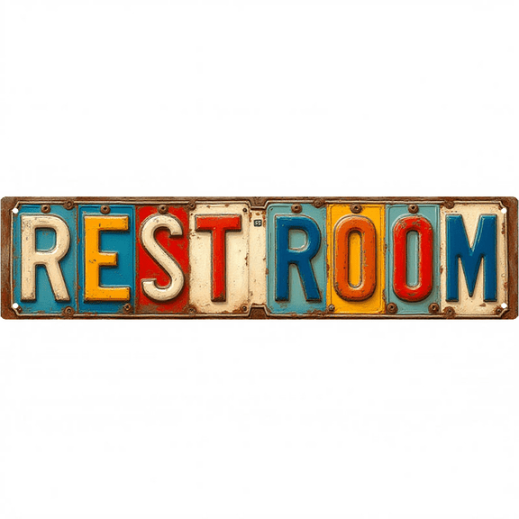 Practical Tin Sign 16*4 Inches - Suitable for"Rest Room" Rest Room, Bathroom, Laundry Room - Features Rest Room Label, Enhances Bathroom Signs Decor