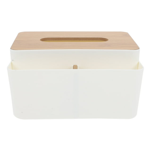 Practical Tissue Box for Home Storage Use in White Synthetic Material Great for Kitchen Bedroom Living .8x4.5x5.1 Inches
