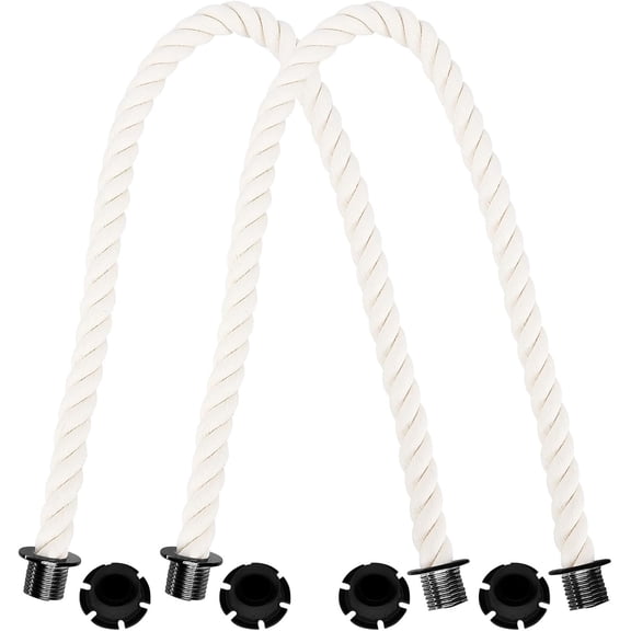 Practical Twisted Cotton Rope Bag Handle with Plastic Twist-off End Cap for Rubber Bag EVA Bag Tote Accessories Light Goldenrod Yellow Handle: 64x3.05cm 2pcs/set