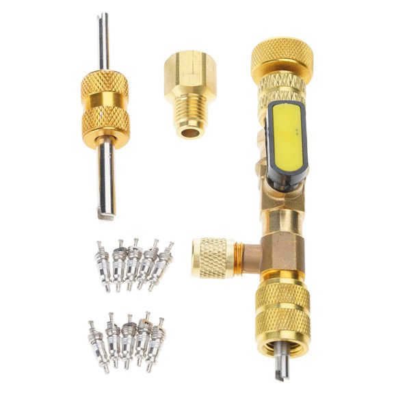 Practical Valves Remover Installer Extractor Tool with 10pcs 5V1 Cores for R410A R404A R407C R134A HVAC Refrigerant
