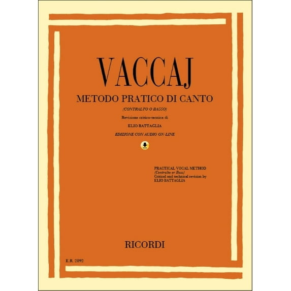 Practical Vocal Method (Vaccai) - Low Voice: Alto/Bass - Book/CD, (Paperback)