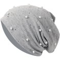 thumbnail image 1 of Practical Warm Windproof Breathable Casual Urban Bonnet Hat Autumn Winter Warm Hat Soft and Skin Friendly Pearl Hot Diamond Sleeve Cap GREY, 1 of 8