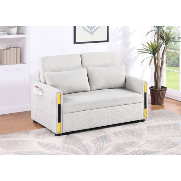 Practical and Stylish - Sleeper Loveseat with Magazine Pockets for Entertainment