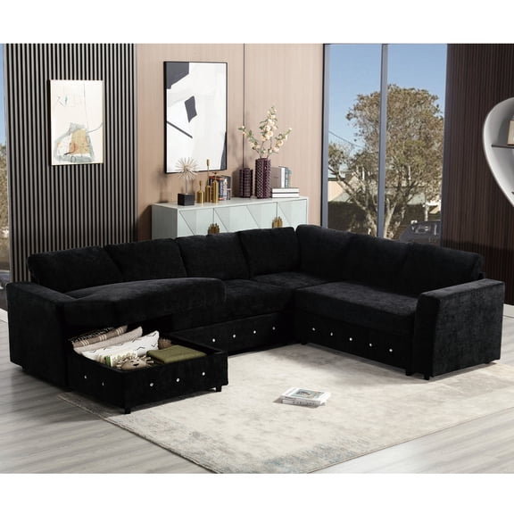 Practical and Stylish - U-shaped sectional sofa with big storage for a modern home