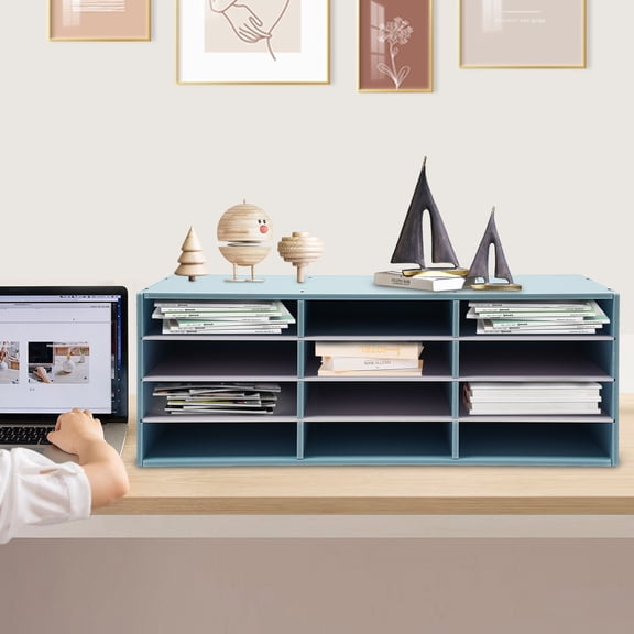 Practical and&nbsp; Desktop File Organizer, 12 Slots, Adjustable 4-Tier PVC Storage Solution for Efficient Home or Office Organization