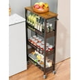 thumbnail image 1 of Utility Slim Storage Cart, 4 Tier Small Rolling Kitchen Laundry Room Cart with Wood Top, Metal Narrow Bathroom Storage Cabinet Mobile Shelf Unit Organizer Trolley with Handle for Narrow Space, 1 of 9