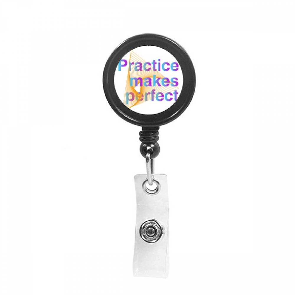Practice Achieve Success Motto Retractable Keychain Badge Holder ID Badge