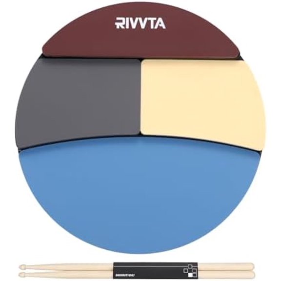 Practice Drum Pad Set, 12 Inch Silent Snare Drum Pad Kit Include Drumsticks for Drummers, Beginners Quiet Training (Multicolor)$$Music