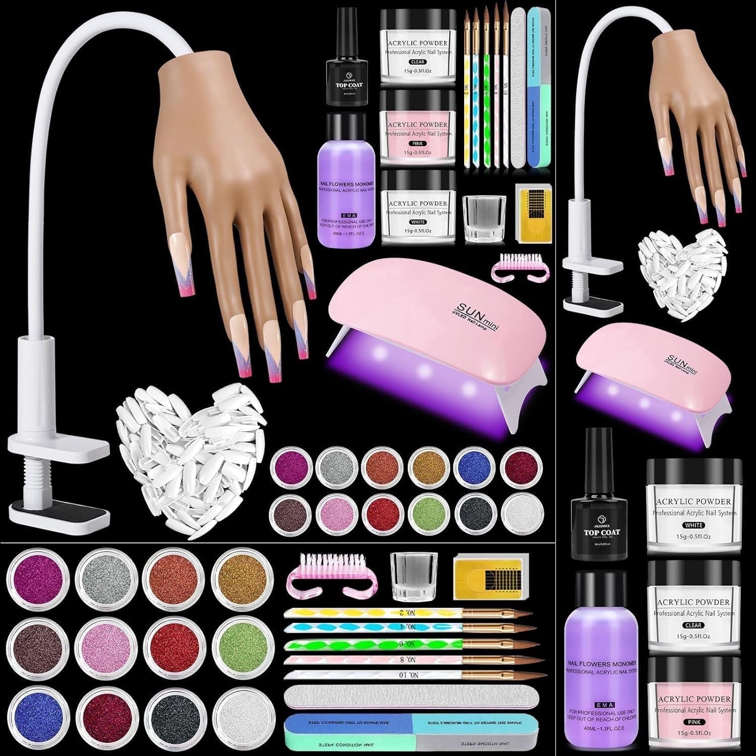 Practice Hand for Acrylic Nails Kit: Fake Silicone Hands Nail Mannequin ...