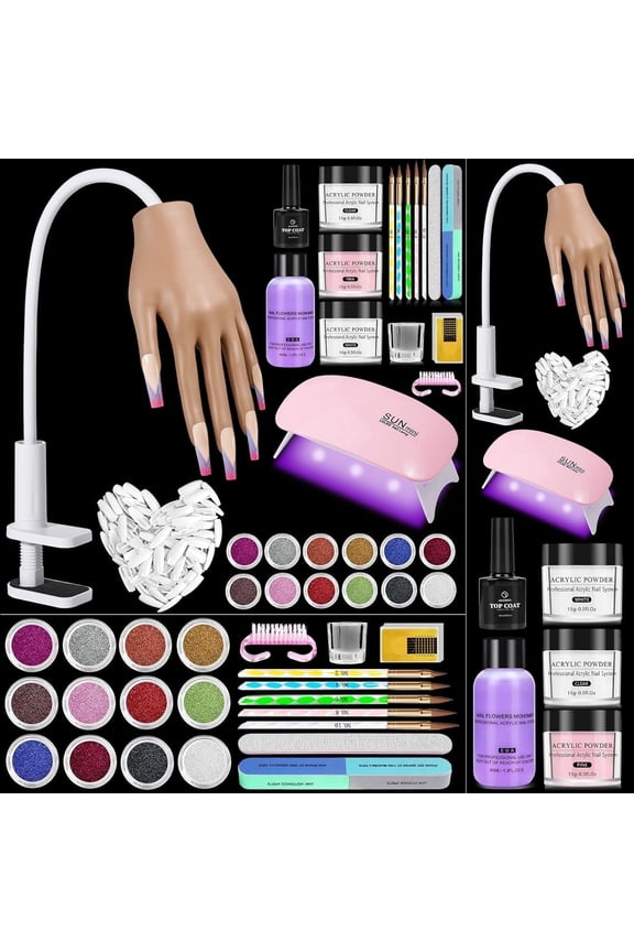 Practice Hand for Acrylic Nails Kit: Fake Silicone Hands Nail Mannequin Hand for Nail Extensions Nail Caving - Flexible Practice Nails Hand Set for Beginner Salon Home