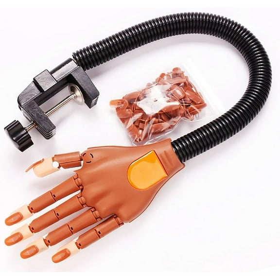 Practice Hand for Acrylic Nails Kit, Flexible and Bendable Nail Training Hand Kits, Manicure Practice Joint Hand Model, with False Nail Tips, for Nail Art Beginner