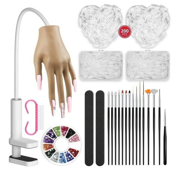 New Silicone Acrylic Flexible Movable Nail Tips Won't Fall off Reusable DIY Nail Manicure Practice Hand