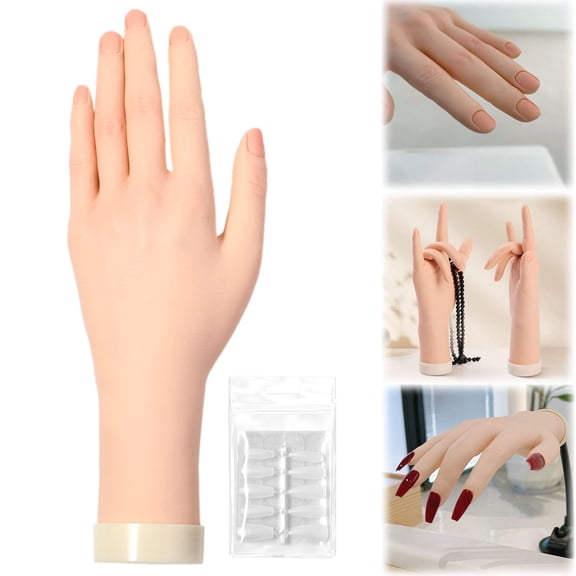 Practice Hand Model Left - Hand for Acrylic Nails Realistic Silicone Hand with Protective Rubber Clamp Nail Hand Realistic Mannequin Hand, Nail Art, Silica Gel Silicone Nail Mat, E Makeup Organizers