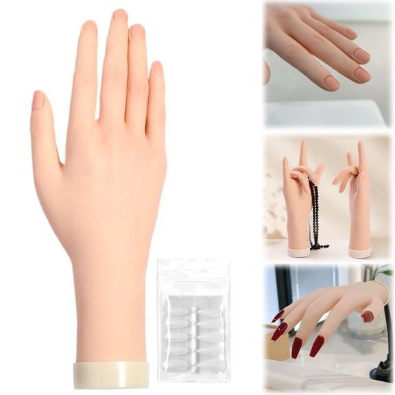 Practice Hand Model Right - Hand for Acrylic Nails Realistic Silicone Hand with Protective Rubber Clamp Nail Hand Realistic Mannequin Hand, Nail Art, Silica Gel Silicone Nail Mat, Makeup Organizers