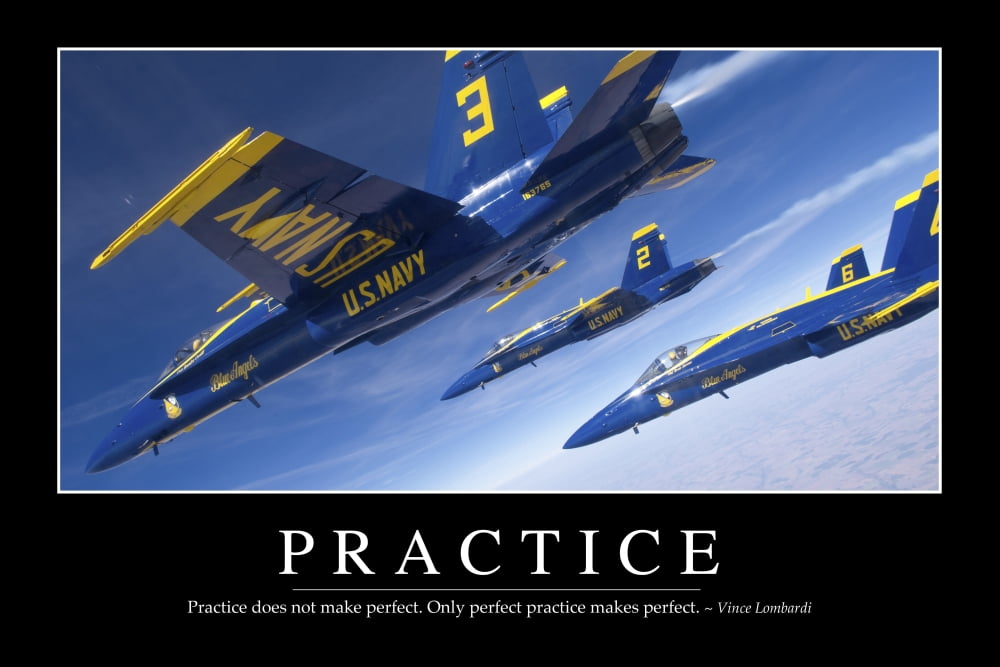 Practice Inspirational Quote and Motivational Poster Canvas Art - Stocktrek Images (34 x 23)