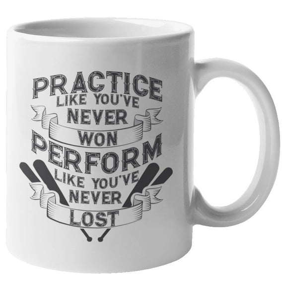 Practice Like You've Never Won. Winner Coffee & Tea Mug For Baseball Player, Coach, Athlete, Trainer, Friend, Bestfriend, Teen Son Or Daughter, Pitcher, Dad, Mom, Grandpa Or Grandma (11oz)