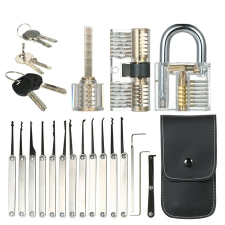 Practice Lock,Set Kit Tool Padlock Lock Tool With 3 Padlocks Padlock 3 Tool 3 Lock Locksmith With Padlock With 3 Tool 15pcs Lock Locksmith And Professional Tool 3 Padlocks Transparent