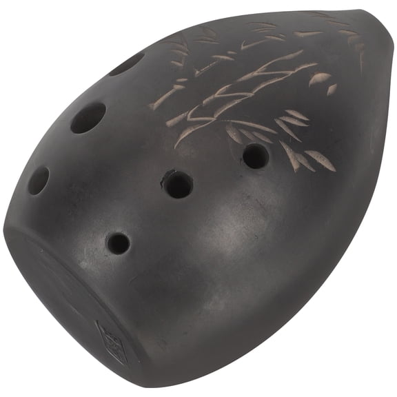 Masteelf Black Clay and Straw Ocarina Wind Instrument for Kids Easy to Play 8 Holes Beginner Musical Toy